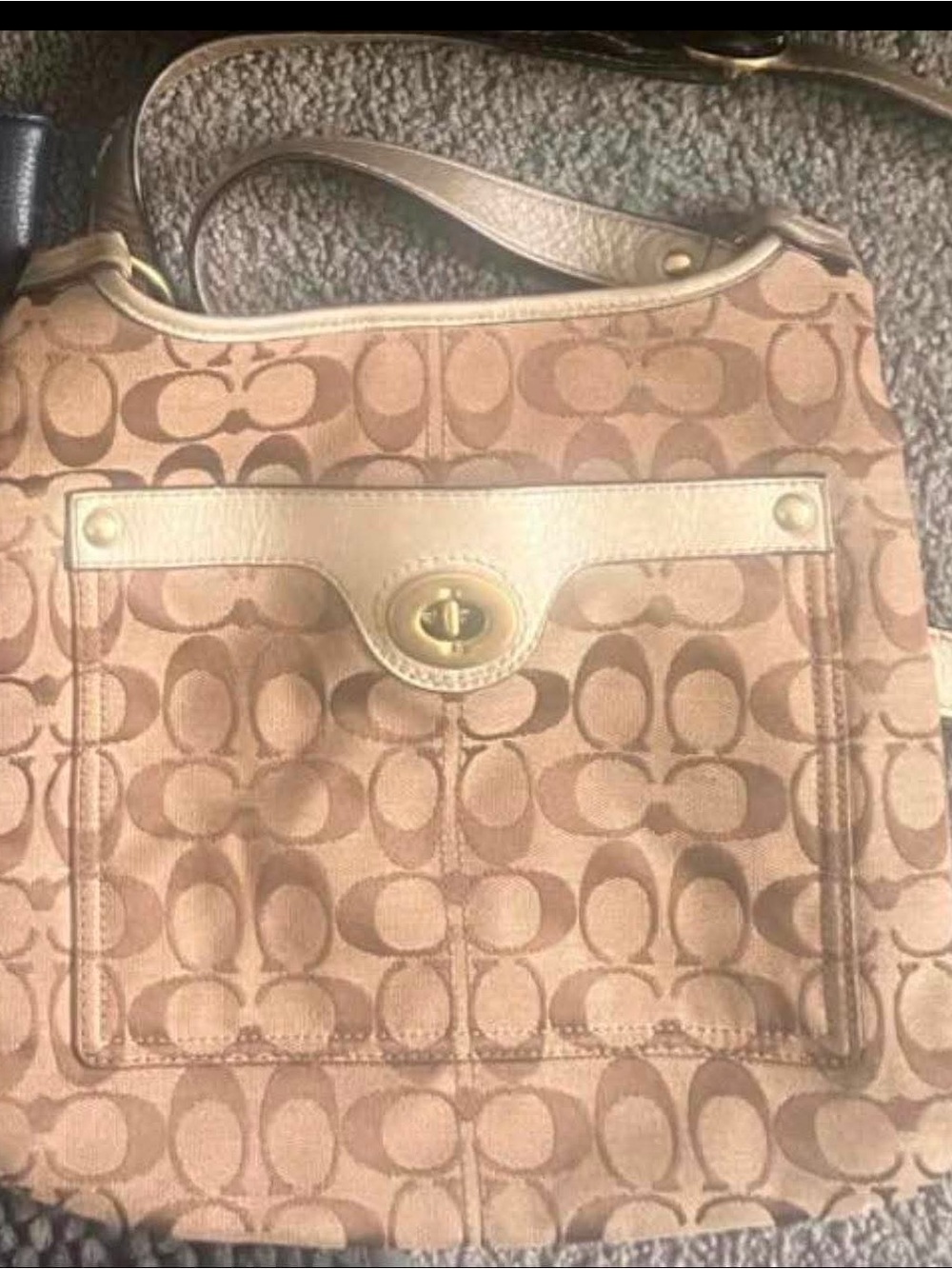 Coach Signature Shoulder Bag in Tan and Light Brown
